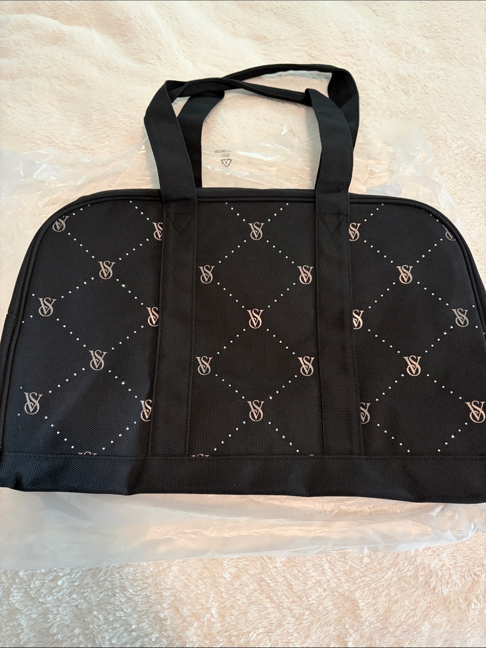 Victoria's Secret Black Quilted-Pattern Tote